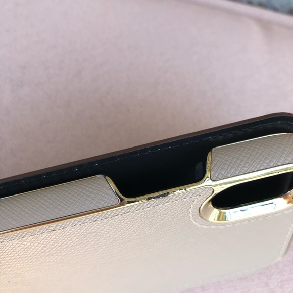 kate spade new york Wrap Folio Tan Grayish Case Gold Logo iPhone XR - Picture 5 of 11